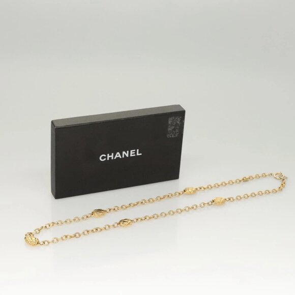 CHANEL Chain Belt metal Gold CC Auth bs25545